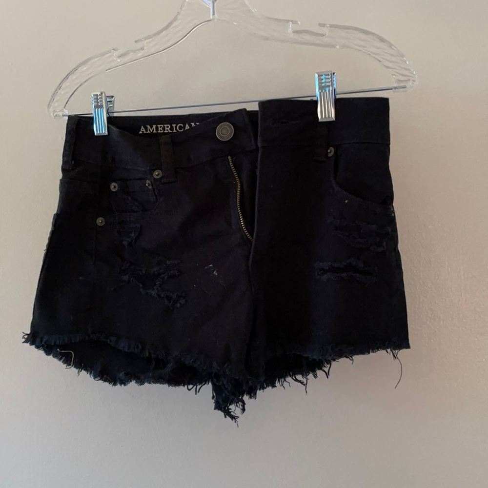 black denim shorts